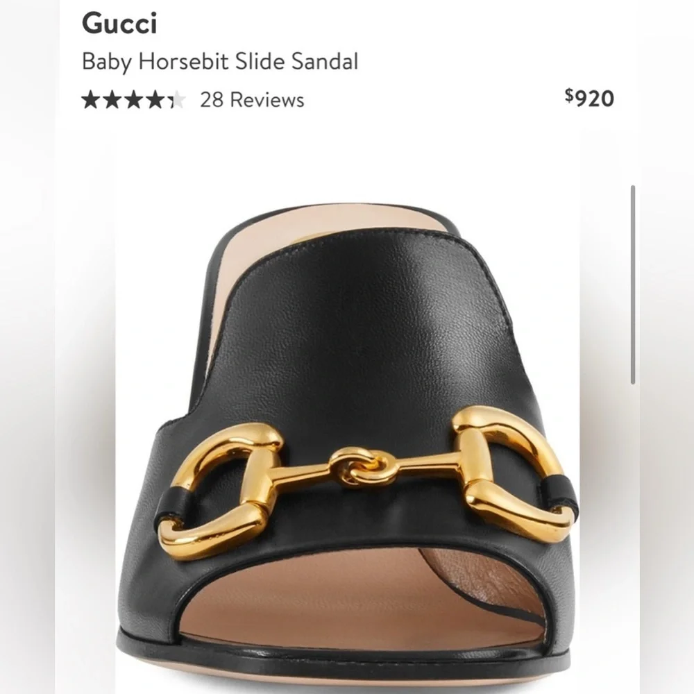 Gucci 38.5 (8.5) Black Nappa Mule Sandal Slide Baby Horsebit Retail $920 - Picture 5 of 13